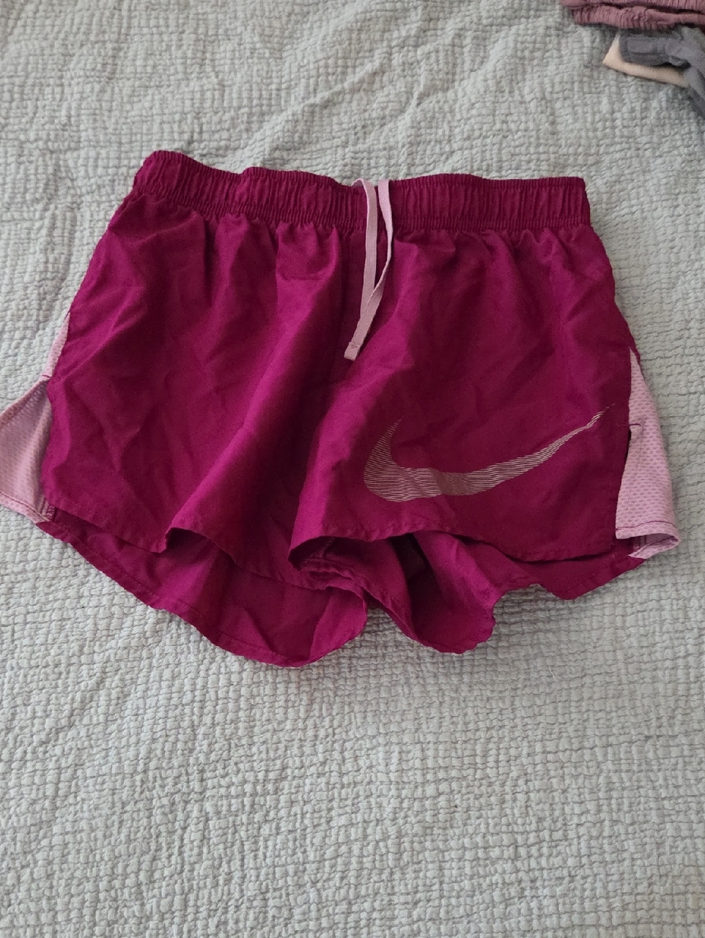 Nike Women's Fuchsia Athletic Running Shorts with Light Pink Panels